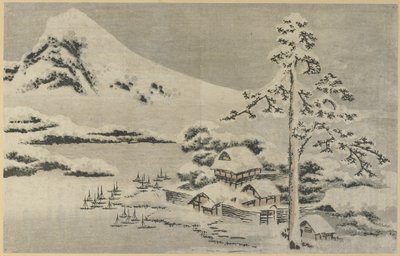 （雪の海辺の村）、1814 作： Katsushika Hokusai
