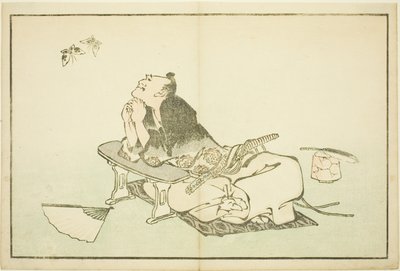 北斎写実画譜 蝶を見る哲学者 作： Katsushika Hokusai