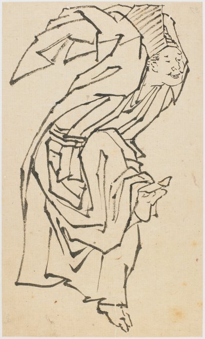 18世紀後半から19世紀初頭の三番叟の踊り子。 作： Katsushika Hokusai