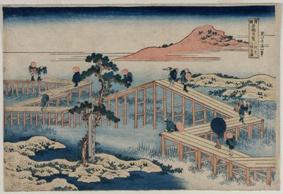 三河国八部橋古図（地方名橋奇景シリーズより） 作： Katsushika Hokusai