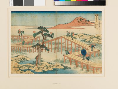 三河八橋の古景 作： Katsushika Hokusai