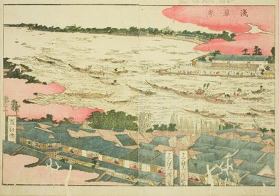 浅草まつり（あさくさまつり） 図鑑「絵本東あそび」より 作： Katsushika Hokusai