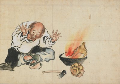 18世紀後半から19世紀初頭の仏像焼却。 作： Katsushika Hokusai