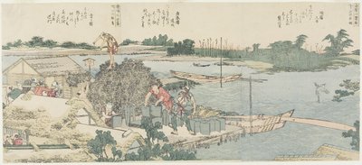 白髭の「クレーン・アンド・パイン・フィールド」、橋場の「タヤ」 作： Katsushika Hokusai
