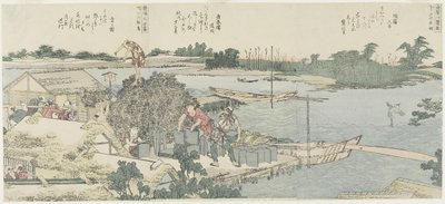 1775年から1849年、羽柴のタヤ白ひげの鶴と松畑 作： Katsushika Hokusai
