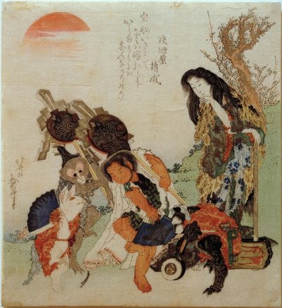 山の女と金太郎 作： Katsushika Hokusai