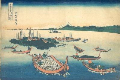 武蔵県つくだ島（シリーズ36富士山から）。 1830-33 作： Katsushika Hokusai
