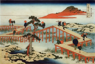 三河県八ツ橋の昔の姿 作： Katsushika Hokusai