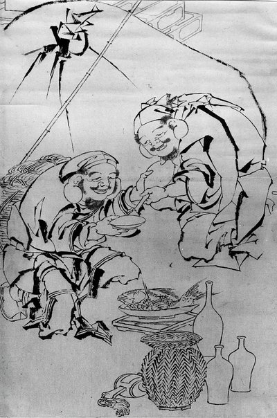 新年の祭りを祝う恵比寿と大黒 18～19世紀 作： Katsushika Hokusai