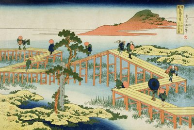 日本、ムカワ州の8部橋、1830年頃（木版画） 作： Katsushika Hokusai