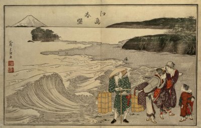 江ノ島の浜辺の女たち 作： Katsushika Hokusai