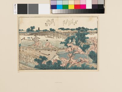 隅田川絵本より。両岸を見る 作： Katsushika Hokusai
