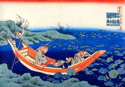 百人の詩人による百の詩シリーズ：フミヤの朝やす、c1830。 作： Katsushika Hokusai