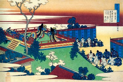 百人の詩人による百詩集：変女、c1830。 作： Katsushika Hokusai