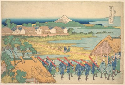 『千住街から望む遠景の富士』（『富士山三十六景』より） 作： Katsushika Hokusai