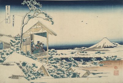 富嶽三十六景 雪の朝の小石川からの富士 作： Katsushika Hokusai