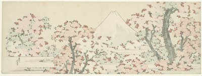 桜越しの富士 作： Katsushika Hokusai