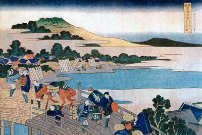Fukui Bridge, Province of Echizen, c1785-1849. 作： Katsushika Hokusai