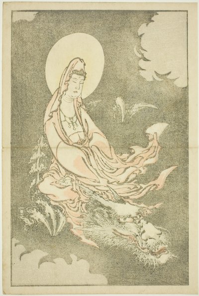 北斎写生画譜 龍に乗る女神 作： Katsushika Hokusai