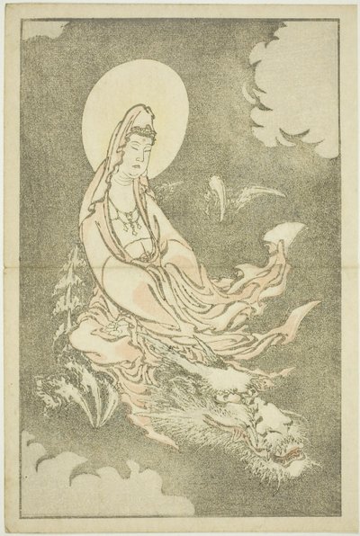 北斎写実画帖』より「龍に乗る女神」 1814年頃 カラー木版画（アルバムシート 作： Katsushika Hokusai