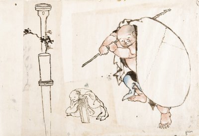 布袋、19世紀の第1四半期。 作： Katsushika Hokusai