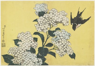 あじさいとツバメc。 1832 作： Katsushika Hokusai