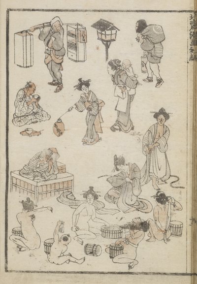 日本の入浴（版画） 作： Katsushika Hokusai