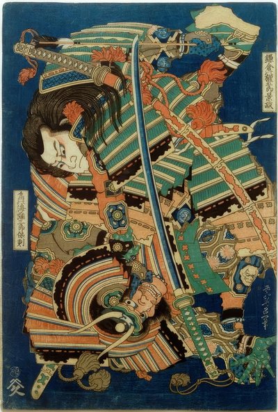 Kamakura no gongorô kagemasa und Torinoumi Yasaburô Yasunori 作： Katsushika Hokusai