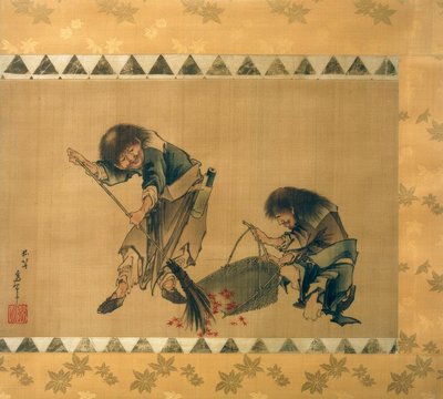Kanzan und Jittoku 作： Katsushika Hokusai