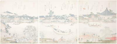 「馬づくし」より 駒形会館と大厩川土手 作： Katsushika Hokusai