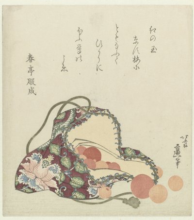 ブロケードポーチ付きクォーツビーズ 作： Katsushika Hokusai