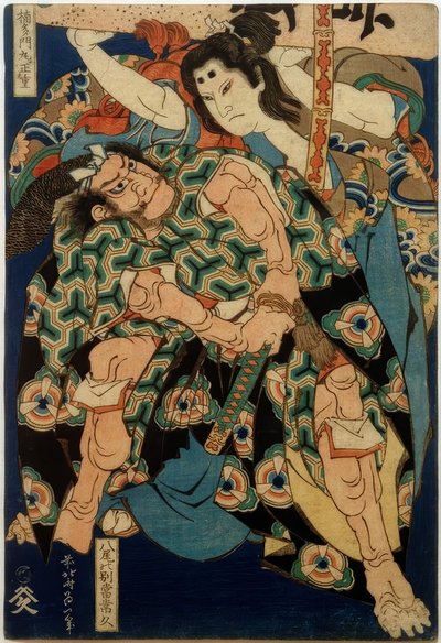 Kusunoki Tamonmaru Masashige und Yao no bettô Tsunehisa 作： Katsushika Hokusai