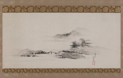 風景、江戸時代、1801-02年頃（掛軸巻として紙にインクと色） 作： Katsushika Hokusai