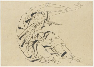 腕を伸ばす男、江戸時代（紙に墨） 作： Katsushika Hokusai