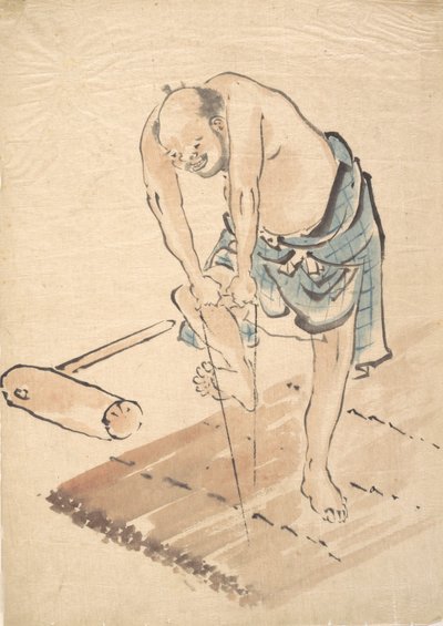 いかだに乗った男。 作： Katsushika Hokusai