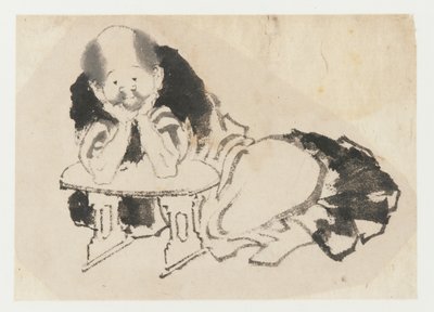 肘掛けをつけて座る男性 江戸時代・19世紀 作： Katsushika Hokusai