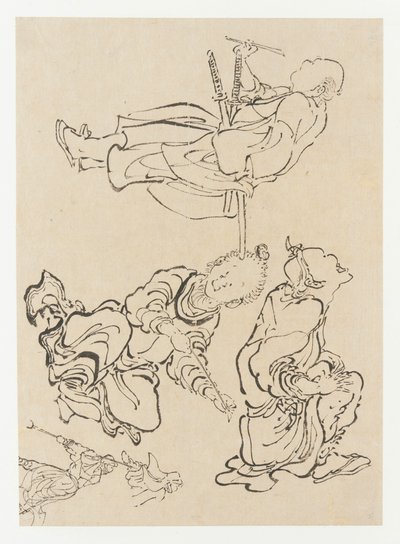 18世紀後半から19世紀初頭の雑多な人物。 作： Katsushika Hokusai