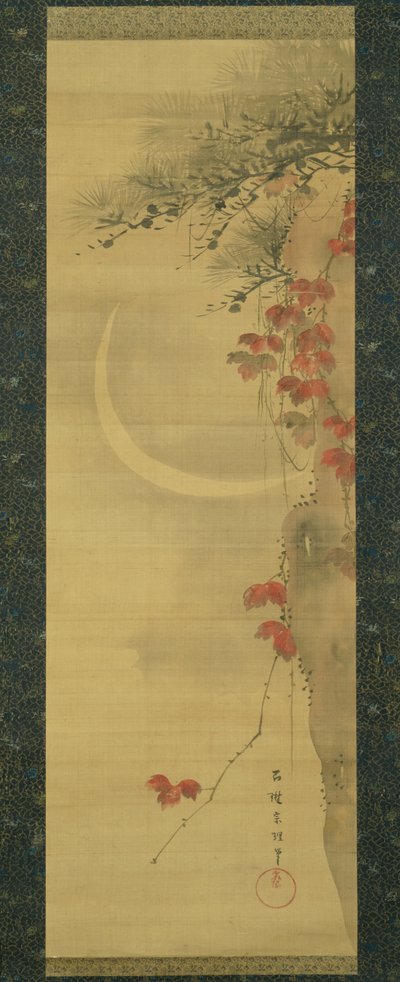 月と松と楓 作： Katsushika Hokusai
