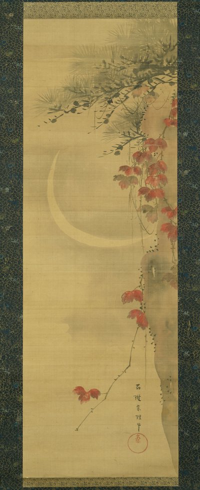 月、松、楓 作： Katsushika Hokusai