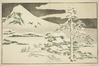 冬の富士山、北斎のリアル絵本から 作： Katsushika Hokusai
