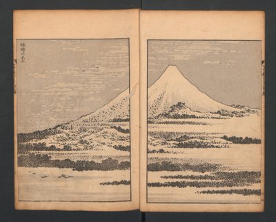 竹林の富士山、富嶽百景、1835年。 作： Katsushika Hokusai