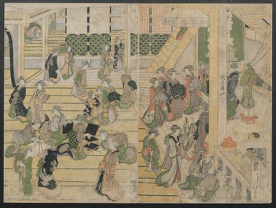 扇屋聖楼での元旦。 1804年。 作： Katsushika Hokusai