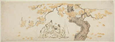 カエデの木の下の夜警 作： Katsushika Hokusai