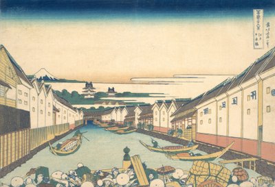 江戸の日本橋 冨嶽三十六景より 江戸日本橋 1830-32。 作： Katsushika Hokusai
