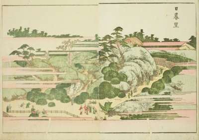 日暮里、図鑑「絵本東あそび」より 作： Katsushika Hokusai