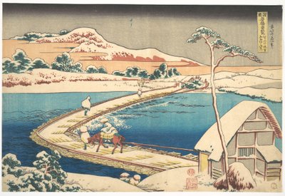 『諸国名橋奇観』シリーズ所収、「上州佐野の舟橋の古図（上州佐野舟橋の古図）」 作： Katsushika Hokusai
