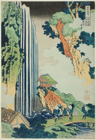 Ono Falls on the Kisokaidō Road(Kisokaidō Ono no bakufu), from the series Tour of the Waterfalls in Various Provinces (Shokoku taki meguri) 作： Katsushika Hokusai