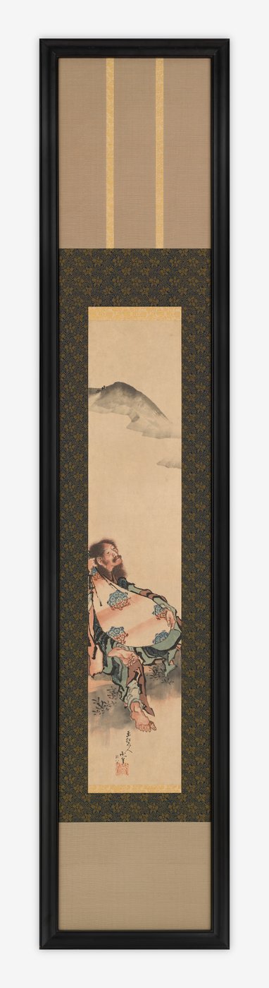 歌人蝉丸とリュートを袋に入れる 江戸時代・1839年 作： Katsushika Hokusai