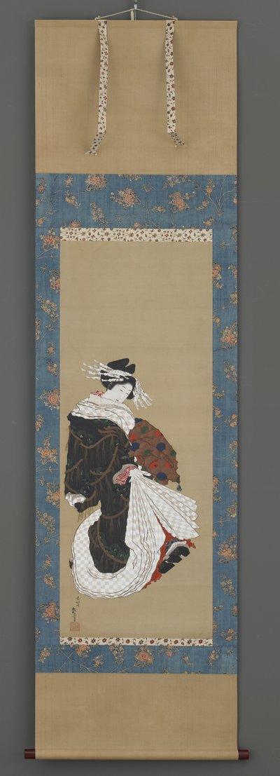 遊女の肖像、1815〜19年頃（絹にインク、色、金） 作： Katsushika Hokusai