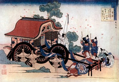三輪車を引く、日本の木版画、c1780-1849。 作： Katsushika Hokusai